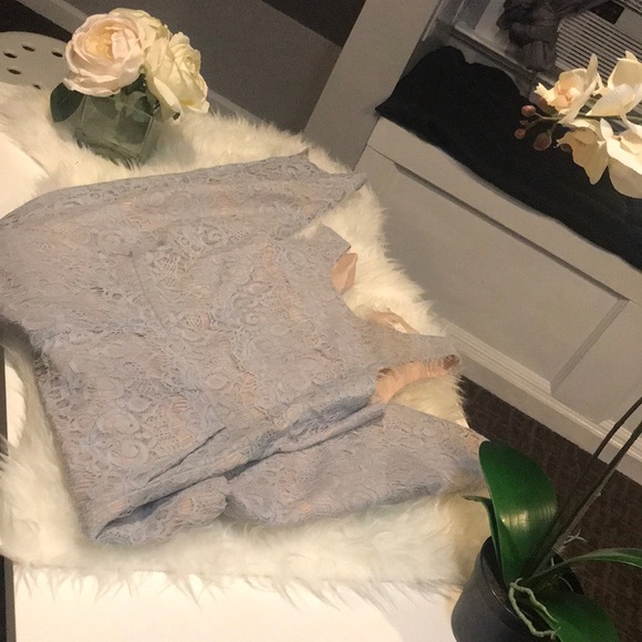 LC Lauren Conrad Womens Runway Lace Open Back Jumpsuit in Ice Blue Size 6 - Picture 3 of 12